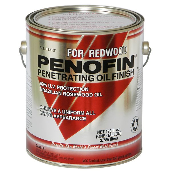 Penofin All Heart Transparent Redwood Oil-Based Oil-Based Penetrating Wood Stain 1 gal F3RAHGA